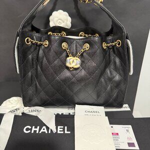 26C CHANEL 25 BLACK CAVIAR GHW BRAND NEW FULL SET REDACTED RECEIPT NJ BASED